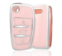OFF WE GO Car Key Cover Case Car Key Fob for Audi A1 A2-A8 B6 B7 B8 C5 C6 Q1-Q7 RS3-RS6 R8 S1-S8 4F 4G TT TTS TTRS Soft TPU Full Protection Car Key Shell 3 buttons Car Key Holder Box, Pink Siler