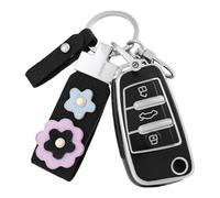 OFF WE GO Car Key Cover Case Car Key Fob for Audi A1-A8 B6 B7 B8 C5 C6 Q1-Q7 RS3-RS6 R8 S1-S8 4F 4G TT TTS TTRS Soft TPU Car Key Shell KeyChain 3 buttons Car Key Holder Box, Black Silver