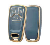 OFF WE GO Car Key Cover Case Car Key Fob for Audi A3 A4 A5 A6 A7 A8 Q2 Q3 Q5 Q7 S4 S5 S7 S8 SQ7 R8 RS4 RS5 RS TT TTS TTRS B9 D5 F5 Full Protection Car Key Shell Car Key Holder Box, Blue Gold