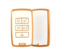 OFF WE GO Car Key Cover Case Car Key Fob for Land Range Rover Discovery Sport Evoque Velar L405 Jaguar XF XJ Full Protection Car Key Shell with Keychain 5 buttons Car Key Holder Box, White Gold