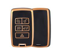 OFF WE GO Car Key Cover Case Car Key Fob for Land Range Rover Discovery Sport Evoque Velar L405 Jaguar XF XJ Full Protection Car Key Shell with Keychain 5 buttons Car Key Holder Box, Black Gold
