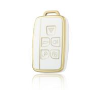 OFF WE GO Car Key Cover Case Car Key Fob for Land Rover BLand Rover Defender Discovery Freelander Range Rover Sport Jaguar XE XF XJ F-Pace F-Type 5 buttons Car Key Holder Box, White Gold