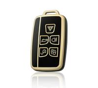 OFF WE GO Car Key Cover Case Car Key Fob for Land Rover BLand Rover Defender Discovery Freelander Range Rover Sport Jaguar XE XF XJ F-Pace Full Protection 5 buttons Car Key Holder Box, Black Gold