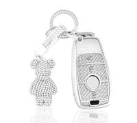 OFF WE GO Car Key Cover Case Car Key Fob for Mercedes Benz Class A B C E G S CLA CLE CLS GLA GLC GLE GLK AMG Soft TPU KeyChain Car Key Shell 3 buttons Car Key Holder Box, White Silver