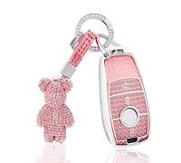OFF WE GO Car Key Cover Case Car Key Fob for Mercedes Benz Class A B C E G S CLA CLE CLS GLA GLC GLE GLK AMG Soft TPU KeyChain Car Key Shell 3 buttons Car Key Holder Box, Pink Silver