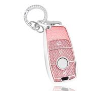 OFF WE GO Car Key Cover Case Car Key Fob for Mercedes Benz Class A B C E G S CLA CLE CLS GLA GLC GLE GLK AMG Soft TPU KeyChain Car Key Shell 3 buttons Car Key Holder Box, Pink Silver