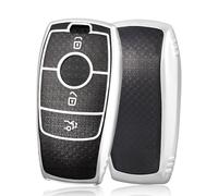 OFF WE GO Car Key Cover Case Car Key Fob for Mercedes Benz Class A B C E G S CLA CLE CLS GLC GLA GLK GLE AMG Soft TPU Full Protection Car Key Shell 3 buttons Car Key Holder Box, Black Silver