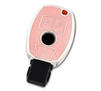 OFF WE GO Car Key Cover Case Car Key Fob for Mercedes Benz Class A B C E ML CL CLA CLE CLK GLA GLC GLE GLK AMG A203 W211 TPU Full Protection Car Key Shell 3 buttons Car Key Holder Box, Pink Silver