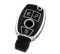 OFF WE GO Car Key Cover Case Car Key Fob for Mercedes Benz Class A B C E ML CL CLA CLE CLK GLA GLC GLE GLK AMG A203 W211 TPU Full Protection Car Key Shell 3 buttons Car Key Holder Box, Black Silver
