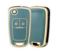 OFF WE GO Car Key Cover Case Car Key Fob for Opel Vauxhall Adam Cascada Mokka Astra Buick Regal Lacrosse Chevrolet Aveo Spark Cruze Protection Car Key Shell 2 buttons Car Key Holder Box, Blue Gold