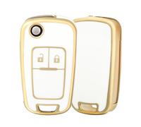 OFF WE GO Car Key Cover Case Car Key Fob for Opel Vauxhall Adam Cascada Mokka Astra Buick Regal Lacrosse Chevrolet Aveo Spark Cruze Protection Car Key Shell 2 buttons Car Key Holder Box, White Gold