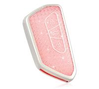 OFF WE GO Car Key Cover Case Car Key Fob for VW Golf 8 Seat Volkswagen Ateca Skoda Leon Tarraco Octavia Cupra Formentor Born Full Protection Car Key Shell 3 buttons Car Key Holder Box, Pink