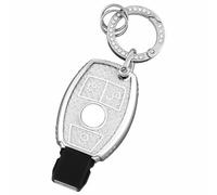 OFF WE GO Car Key Cover Case Car Keychain Fob for Mercedes Benz Class A B C E CLA CLE CLK GLA GLC GLE GLK AMG A203 W211 TPU Full Protection Car Key Shell 3 buttons Car Key Holder Box, White Silver