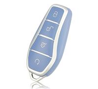 OFF WE GO Car Key Cover Case Fit for BYD Atto 3 Dolphin Han Tang Yuan Song Qin Car Key Shell Protective Fob Key Holder Box, Blue Silver