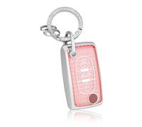 OFF WE GO Car Key Cover Case Fit for Peugeot 107 206 207 208 307 308 407 Partner Expert Citroen C1 C2 C3 C4 C5 C6 C8 Dispatch Key Fob Shell with Keychain Car Key Protective Fob Key Holder Box, Pink