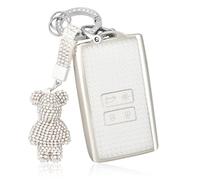 OFF WE GO Car Key Cover Case Fob Fit for Renault Clio Dacia Duster Kadjar Captur Megane Espace 5 Twingo Kangoo Sandero Arkana Zoe Key Shell Car Key Protective Fob Key Holder Box with Keychain, White