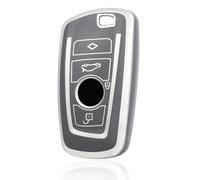 OFF WE GO Car Key Cover Case for BMW 1 2 3 4 5 6 7 Series X3 X4 M2 M3 M4 M5 M6 GT3 GT5, Soft TPU Protective Car Key Shell Cover for BMW 3 4 Buttons Car Key Fob Case - Dark Grey Silver