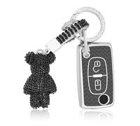 OFF WE GO Car Key Cover Case Key Fob Fit for Citroen C2 C3 C4 C5 C6 C8 Car Peugeot 207 307 308 807 3008 5008 Partner Key Shell Car Key Protective Fob Key Holder Box with Keychain, Black