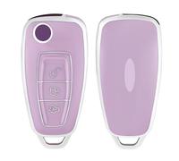 OFF WE GO Car Key Cover Case Key Fob Fit for Ford Fiesta Focus Transit Connect Custom Galaxy Mondeo Fusion Kuga Ka Escort Ecosport Car Key Shell Car Key Protective Fob Key Holder Box, Purple Silver