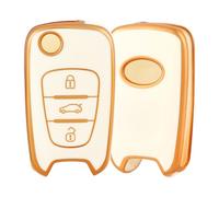 OFF WE GO Car Key Cover Case Key Fob Fit for Hyundai i10 i20 ix20 i30 i35 iX35 ix55 Kia Rondo Ceed Rio Soul Picanto Sportage Sorento Car Key Shell Car Key Protective Fob Key Holder Box, White Gold