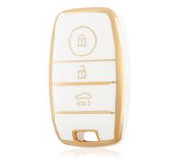 OFF WE GO Car Key Cover Case Key Fob Fit for Kia Ceed Sorento Sportage Rio Carens Cadenza Carnival Optima Soul Vigato Venga Car Key Shell Car Key Protective Fob Key Holder Box, White Gold