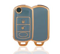 OFF WE GO Car Key Cover Case Key Fob Fit for Land Rover Range Rover Sport Discovery 3 LR3, Blue Gold