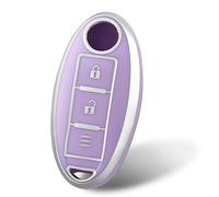 OFF WE GO Car Key Cover Case Key Fob Fit for Nissan Qashqai J10 J11 Juke FX35 X-trail T31 T32 350Z 370Z Tiida Pulsar Wingroad Car Key Shell Car Key Protective Fob Key Holder Box, Purple Silver