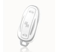 OFF WE GO Car Key Cover Case Key Fob Fit for Tesla Model S Car Key Shell Car Key Protective Fob Key Holder Box, White Silver