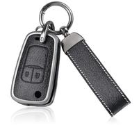 OFF WE GO Car Key Cover Case Leather Key Fob Fit for Vauxhall Astra J Adam Corsa Mokka Insignia Zafira Meriva Karl Vectra Car Key Shell with Keychain Car Key Protective Fob Key Holder Box, Black