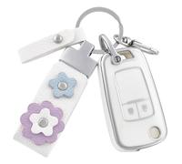 OFF WE GO Car Key Cover Fob Case for Opel Vauxhall Adam Astra Cascada Mokka Buick Regal Lacrosse Chevrolet Spark Full Protection Car Key Shell 2 buttons Car Key Holder Box, White Silver