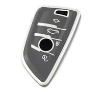 OFF WE GO Car Key Cover for BMW 4 Button Car Key X1 X2 X3 X5 X6 X7 2 5 6 7 Series TPU Car Key Protective Shell Smart Remote Control Key Case - Dark grey silver