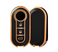 OFF WE GO Car Key Cover for Fiat 500 Ducato Punto Panda Abarth Doblo Bravo Soft TPU Key Fob Cover 3 Buttons Car Key Fob Case Car Key Protective Cover - Black Gold