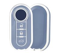 OFF WE GO Car Key Cover for Fiat 500 Ducato Punto Panda Abarth Doblo Bravo Soft TPU Key Fob Cover 3 Buttons Car Key Fob Case Car Key Protective Cover - Blue Silver