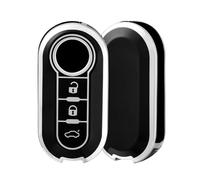 OFF WE GO Car Key Cover for Fiat 500 Ducato Punto Panda Abarth Doblo Bravo Soft TPU Key Fob Cover 3 Buttons Car Key Fob Case Car Key Protective Cover - Black Silver