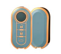 OFF WE GO Car Key Cover for Fiat 500 Ducato Punto Panda Abarth Doblo Bravo Soft TPU Key Fob Cover 3 Buttons Car Key Fob Case Car Key Protective Cover - Blue Gold