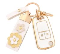 OFF WE GO Car Key Cover Key Fob Case Car for Opel Vauxhall Adam Astra Cascada Mokka Buick Regal Lacrosse Chevrolet Spark Full Protection Car Key Shell 2 buttons Car Key Holder Box, White Gold