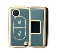 OFF WE GO Car Key Cover, Soft TPU Car Key Fob Case for Citroen C2 C3 C4 C5 Peugeot 107 207 307 307s 308 407 607 807 3008 5008 Full Protection Car Key Fob Shell 2 Buttons Car Key Holder - Blue Gold