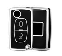 OFF WE GO Car Key Cover, Soft TPU Car Key Fob Case for Citroen C2 C3 C4 C5 Peugeot 107 207 307 307s 308 407 607 807 3008 5008 Full Protection Car Key Fob Shell 2 Buttons Car Key Holder - Black Silver