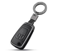 OFF WE GO Car Key Fob Cover Case Shell Fit For Vauxhall Opel Astra J Adam Corsa Mokka Insignia Zafira Meriva Karl Vectra Leather Car Key Shell with Keychain Car Key Protective Key Holder Box, Black