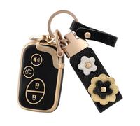 OFF WE GO for Lexus Key Fob Cover with Leather Kechain, Soft TPU Key Fob Case Fit for Lexus GX460 RX350 IS250 LX570 ES350 IS350 GS430 GS300 GS450h Smart Remote Car Key Protector (Gold Black)
