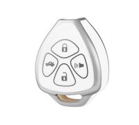 OFF WE GO for Toyota Key Fob Cover, Soft TPU Protection Key Case Fit for Toyota Corolla 2008-2013/ Camry 2007-2011/ Venza 2009-2016 4 Buttons Smart Remote Car Key (Silver White)