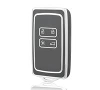 OFF WE GO Key Card Case Compatible with Renault Clio Megane Captur Scenic Kadjar Dacia Duster Rafale 4 Button Car Smart Key Protective Shell TPU Car Key Cover - Dark Grey Silver