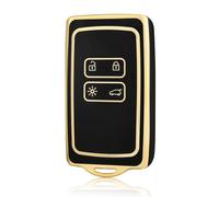 OFF WE GO Key Card Case Compatible with Renault Clio Megane Captur Scenic Kadjar Dacia Duster Rafale 4 Button Car Smart Key Protective Shell TPU Car Key Cover - Black Gold