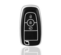 OFF WE GO Key Fob Cover Fit for Ford Transit Custom Ranger Raptor Kuga Fiesta Focus Transit S-Max Ecosport Mondeo Mustang Edge TPU Car Key Protective Case Key Holder Box, Black Silver
