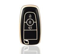 OFF WE GO Key Fob Cover Fit for Ford Transit Custom Ranger Raptor Kuga Fiesta Focus Transit S-Max Ecosport Mondeo Mustang Edge TPU Car Key Protective Case Key Holder Box, Black Gold