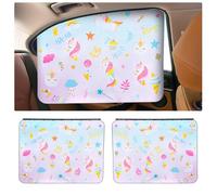 OFF WE GO Sun Protection Car Baby with UV Protection Universal Sun Visor Side Window Curtain Pack of 2 Car Window Sun Protection for Children Pets Privacy Screen Car Window Blackout, Unicorn