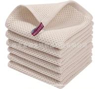 (Off-white, 30*30cm(with hook)) Pure cotton honeycomb kitchen square towel 40*60cm easy to clean with hook waffle towel