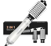 (Off-white) Air Styler 2 in 1 Hair Dryer Brush Atopskins Rotating Hair Dryer Brush with 2 Hot Hair Styler 38Mm / 50Mm, Hot Air Brush