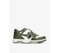 Off-white C/o Virgil Abloh Mens Dark Green Out of Office Logo-embroidered Leather Low-top Trainers Eur 44 / 10 Uk Men