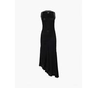 Off-white C/o Virgil Abloh Womens Black White Ribbed Pearl-rhinestone-embellishment Knitted Maxi Dress 12